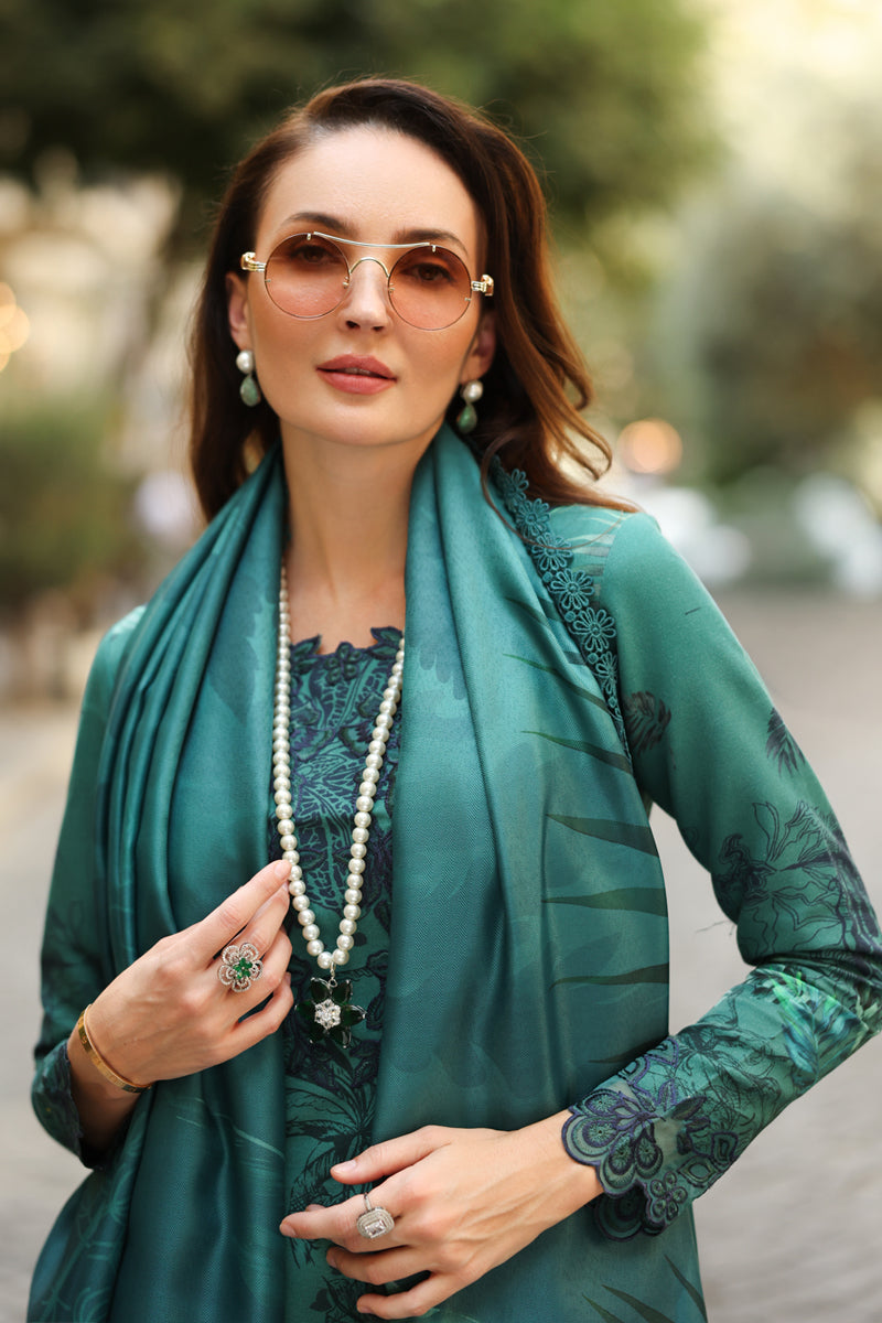 03-Piece Embroidered Lawn Suit With Digital Printed Dupatta