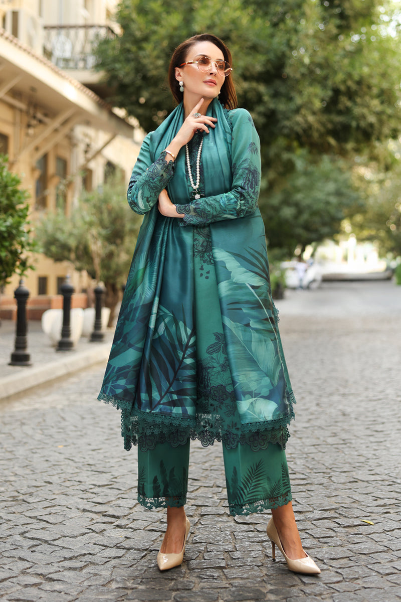03-Piece Embroidered Lawn Suit With Digital Printed Dupatta
