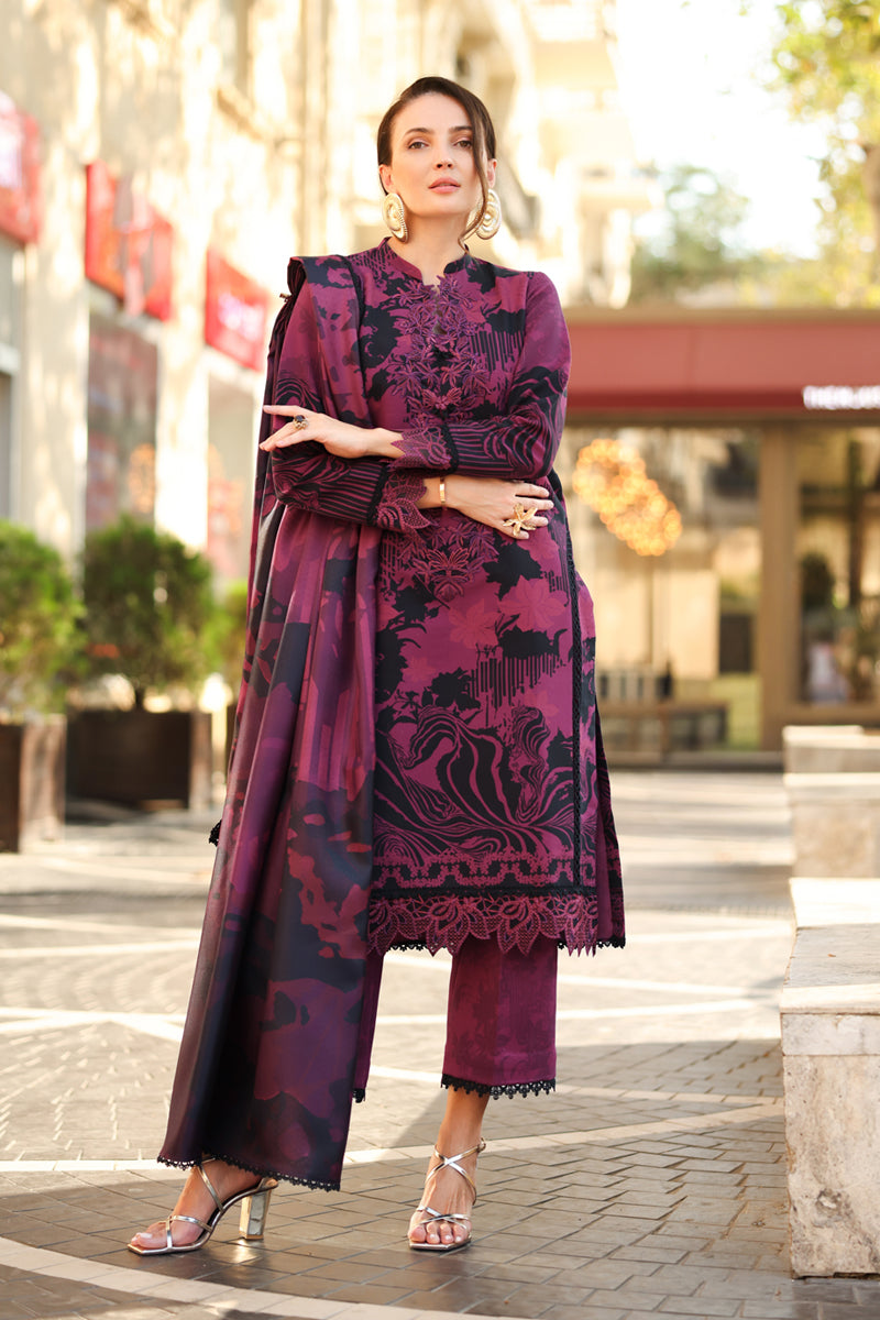 03-Piece Embroidered Lawn Suit With Digital Printed Dupatta