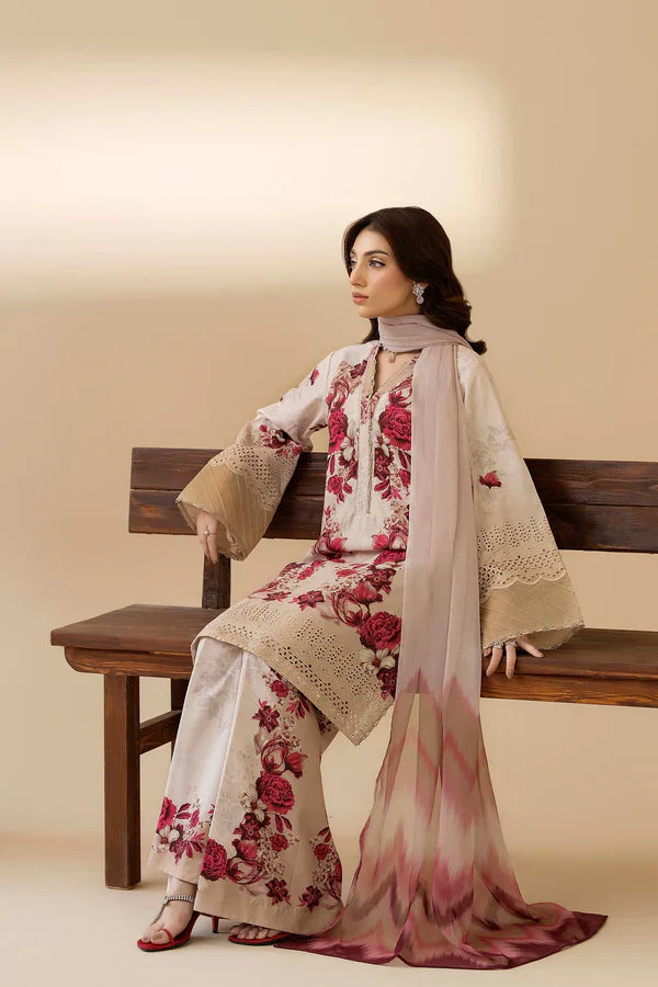 03-Piece Printed Lawn Suit With - Ready To Wear