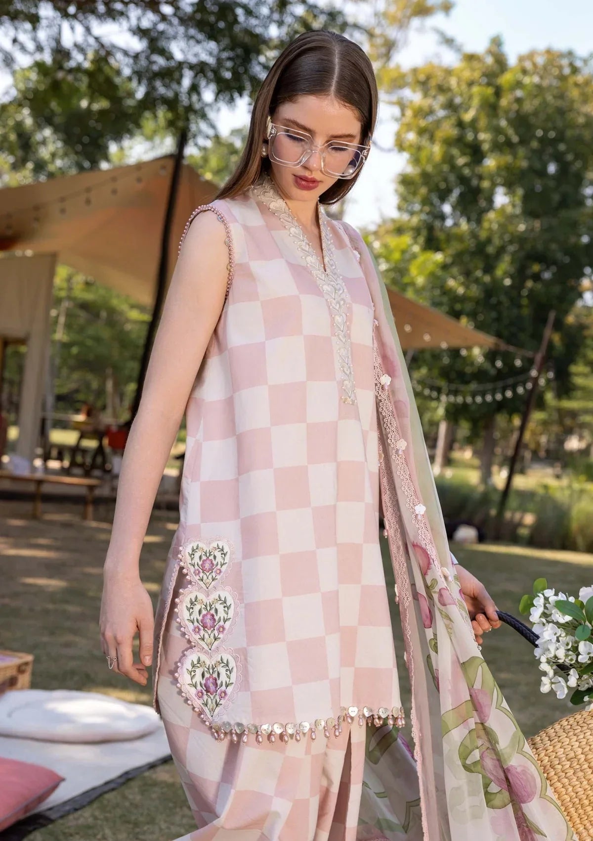 03-Piece Embroidered Lawn Suit With Chiffon Dupatta - Ready To Wear