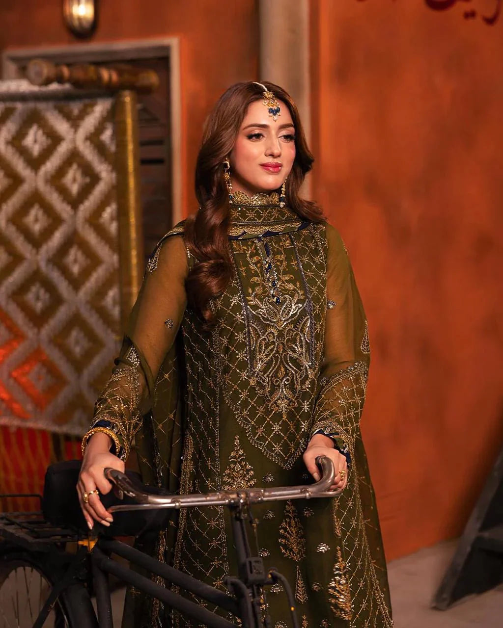 Vintage Olive - Embroidered Chiffon Suit | Ready To Wear