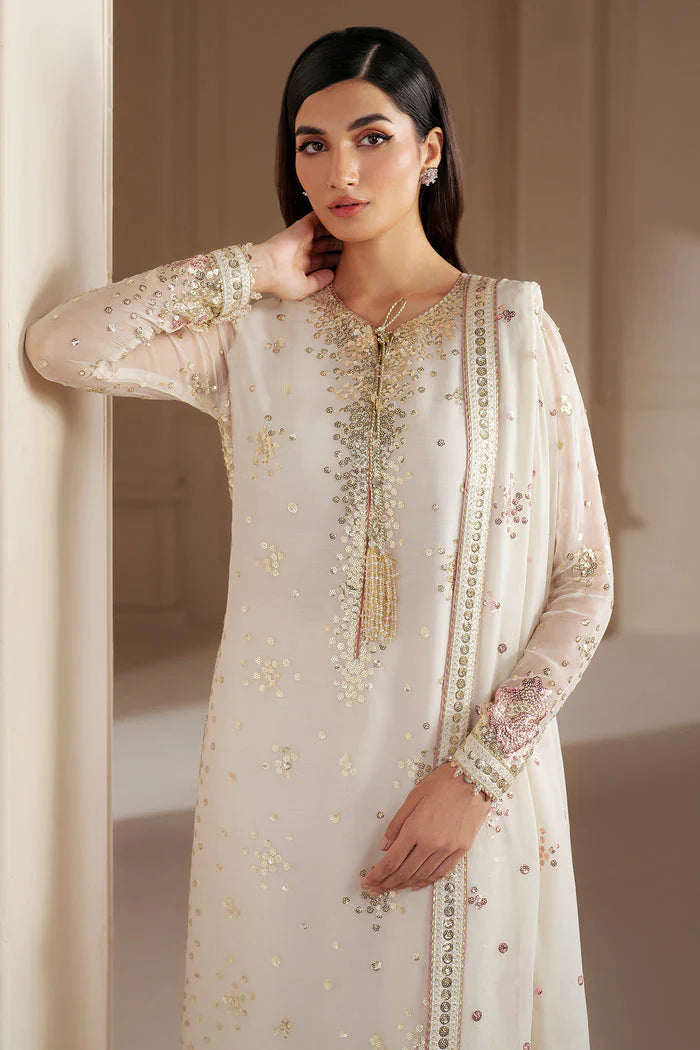 Ivory Rosewater - Embroidered Chiffon Suit | Ready To Wear