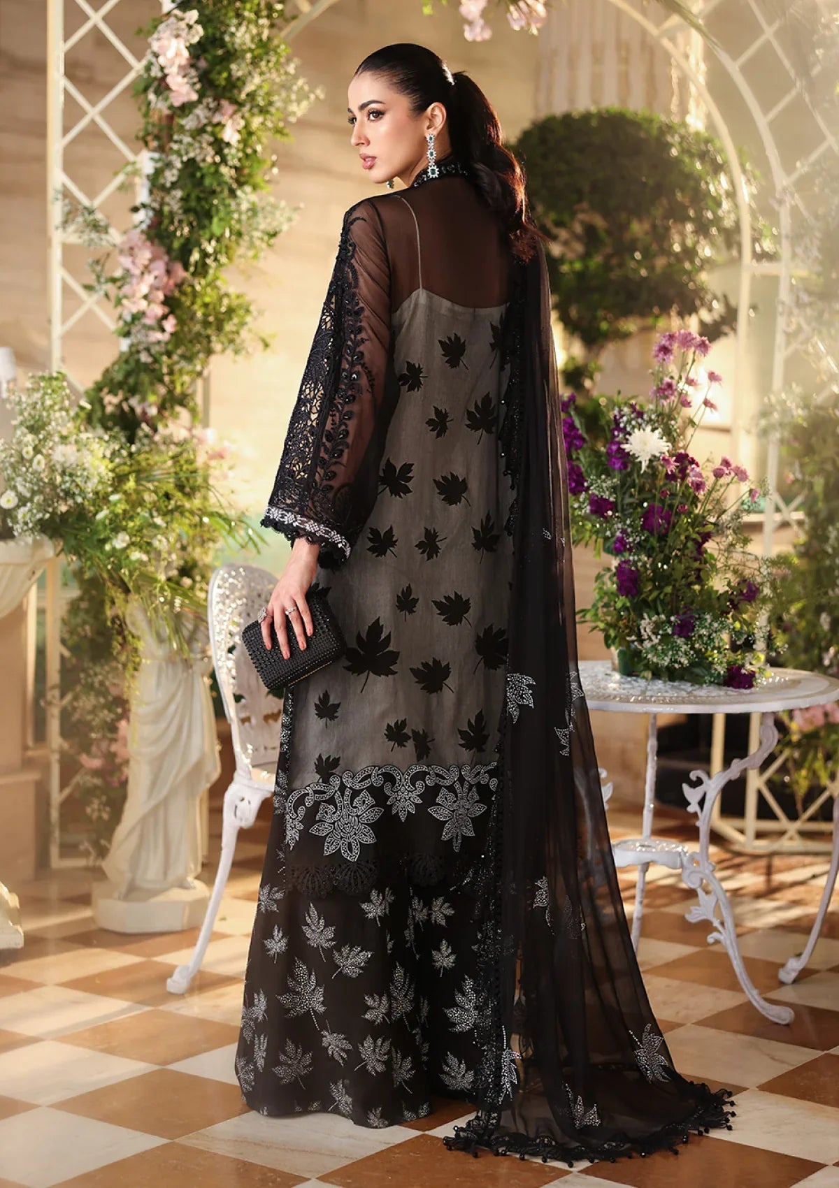 Smoked Charcoal - 3 Piece Chiffon Suit | Ready To Wear