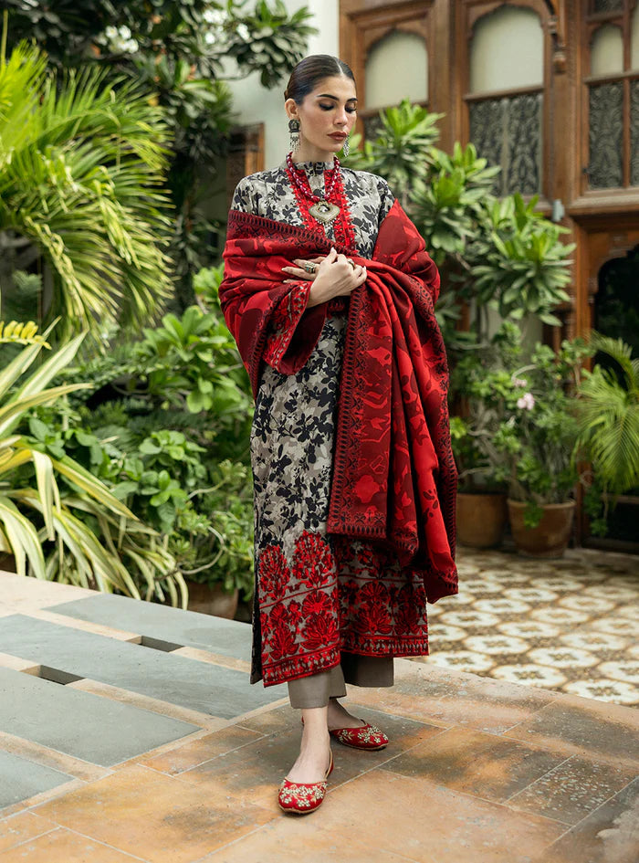 3 Piece Stitched Lawn & Chiffon Ready To Wear Dress