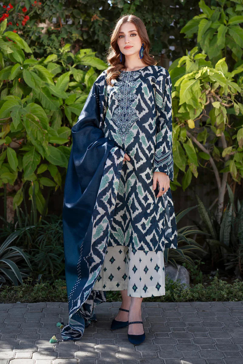 03-Piece Lawn Suit With Embroidery - Ready To Wear