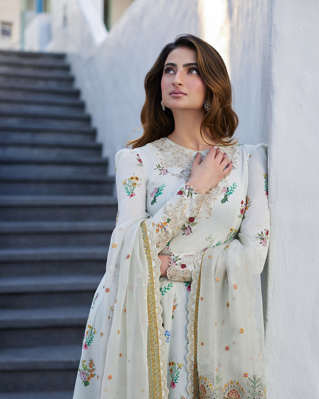03-Piece Lawn Frock With Organza Dupatta