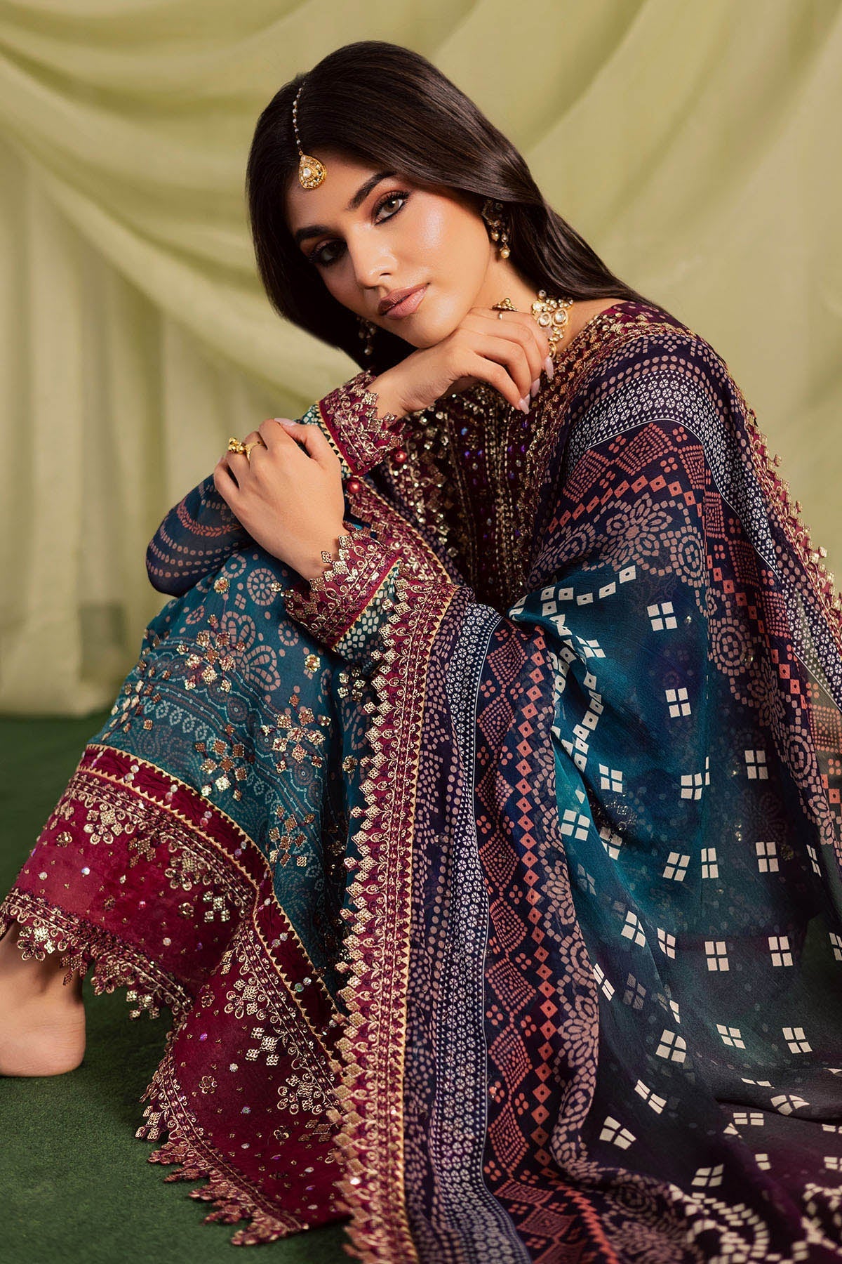 03-Piece Printed Lawn Suit With Embroidery - Ready To Wear