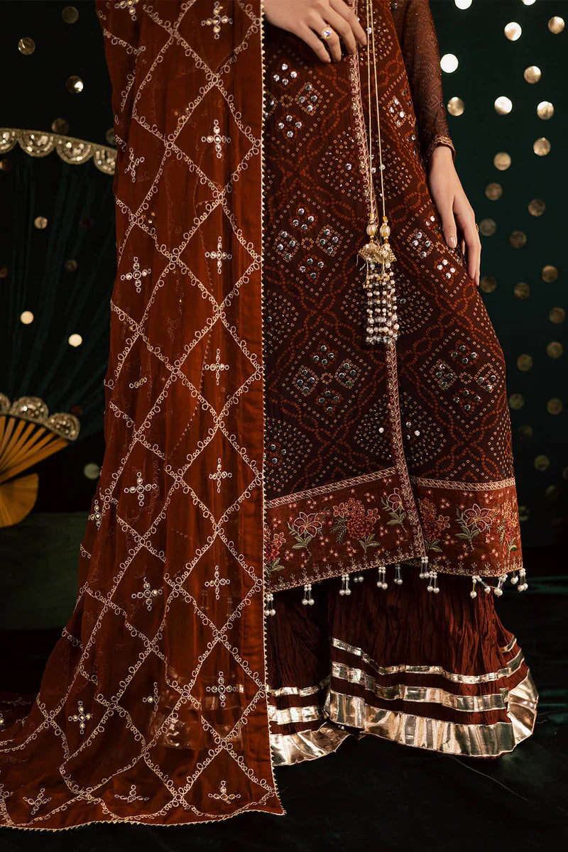 Royal Garnet - Embroidered Chunri Festive Suit - Ready To Wear