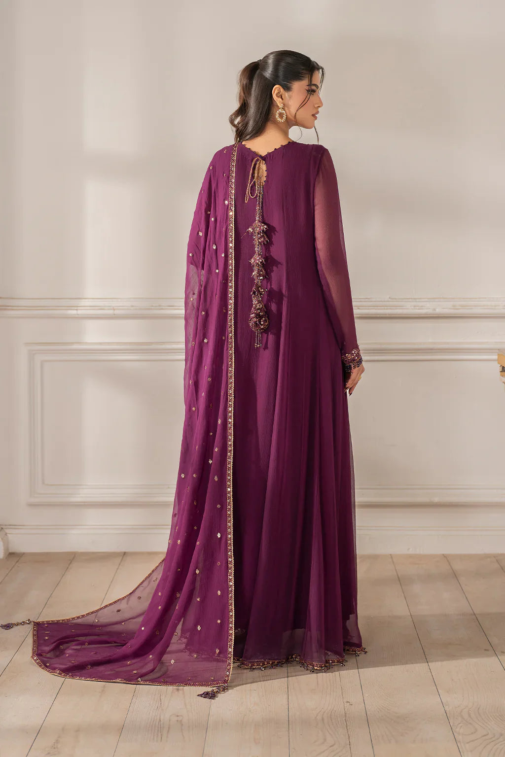03-Piece Chiffon Suit With Sequence Embroidery - Ready To Wear