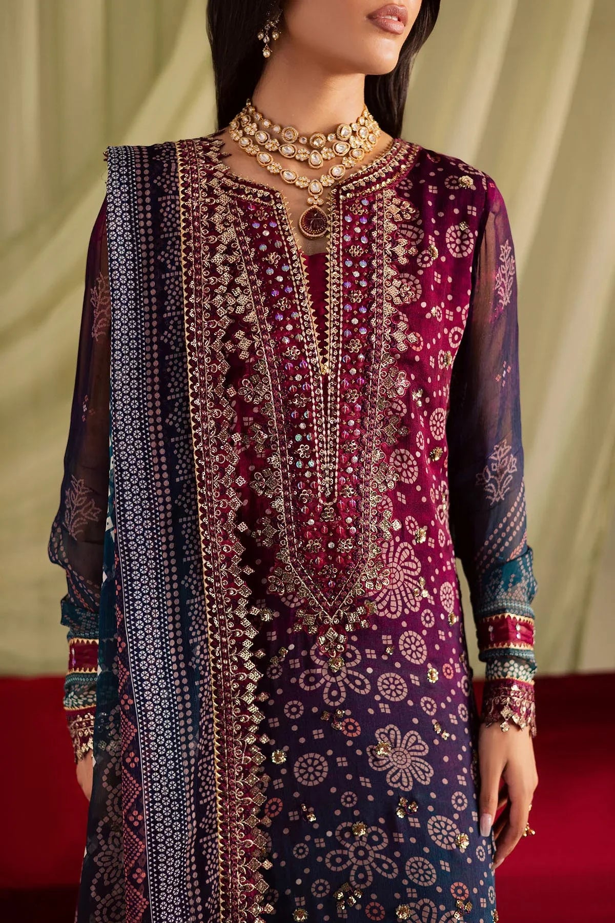03-Piece Printed Lawn Suit With Embroidery - Ready To Wear