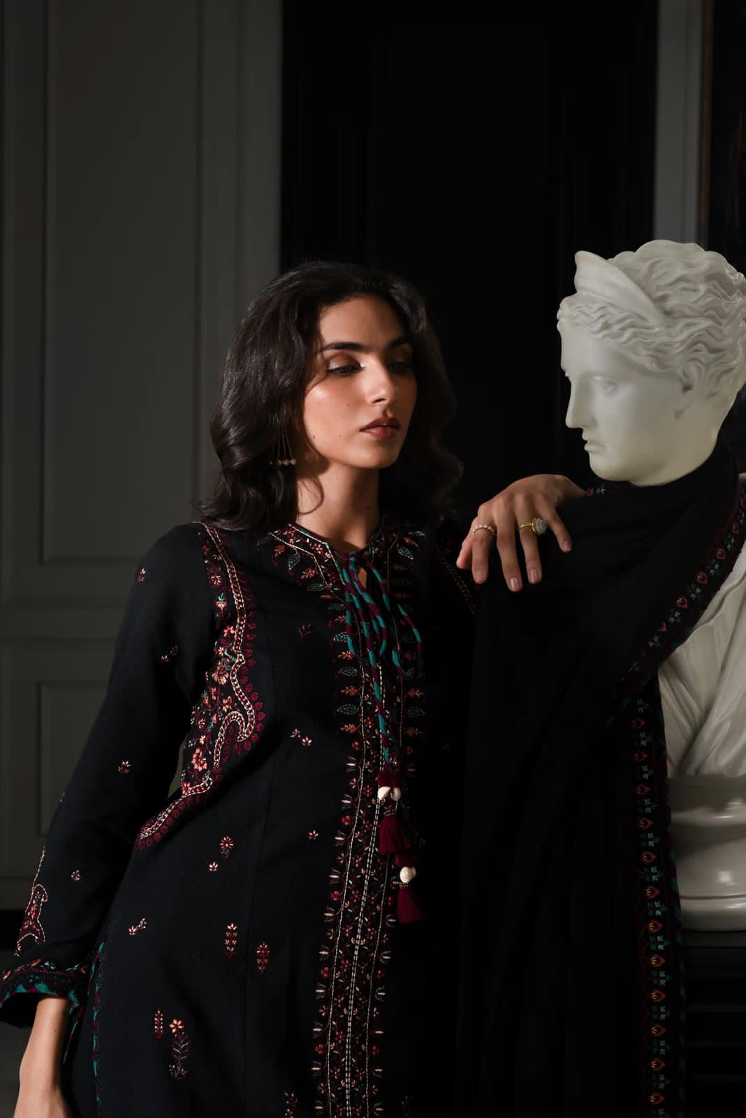 3 Piece Embroidered Cambric Suit | Ready To Wear