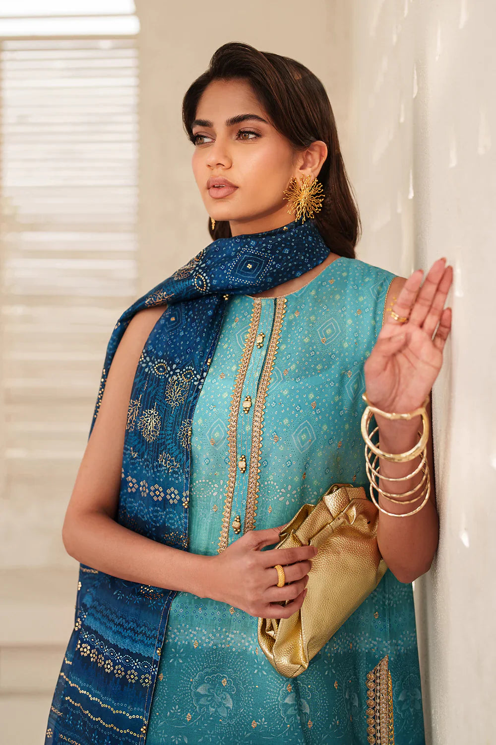 Marine Deep - Printed Lawn Suit With Chiffon Dupatta | Ready To Wear
