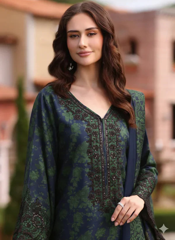 03-Piece Lawn Suit With Embroidery - Ready To Wear