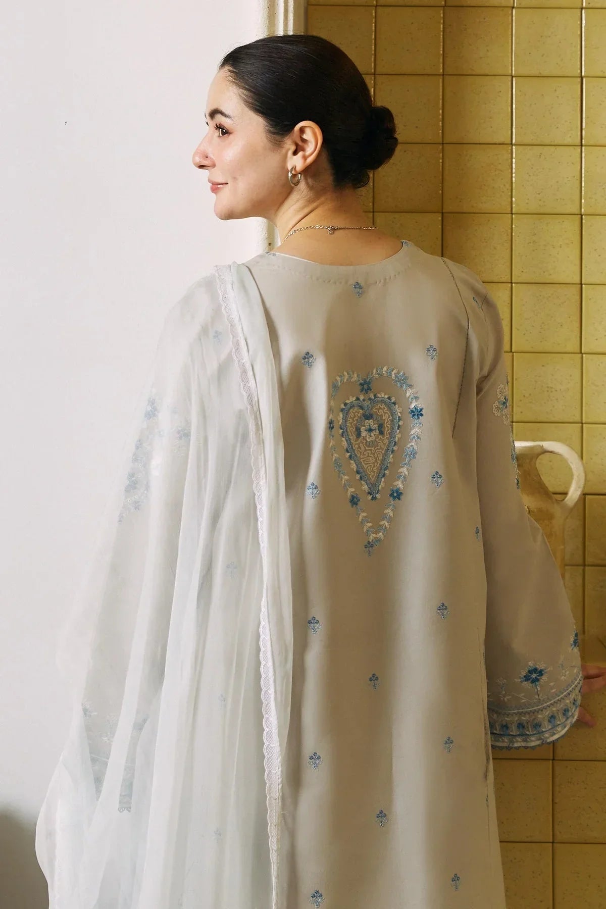 Dove Grey & Powder Blue - Embroidered Lawn Suit | Ready To Wear