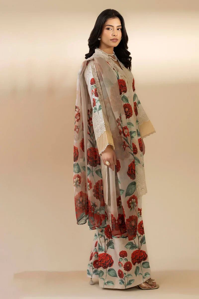 Crimson Blossom - Embroidered Lawn Suit | Ready To Wear
