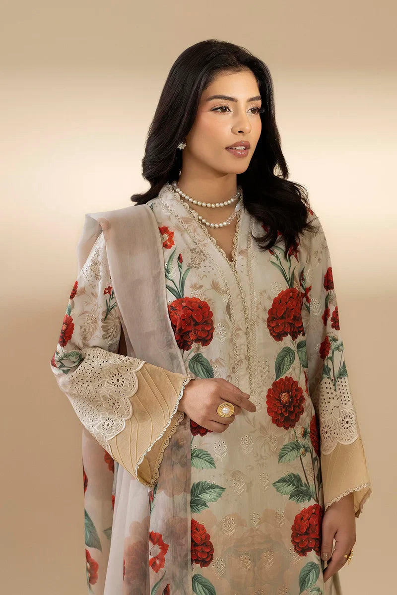 Crimson Blossom - Embroidered Lawn Suit | Ready To Wear