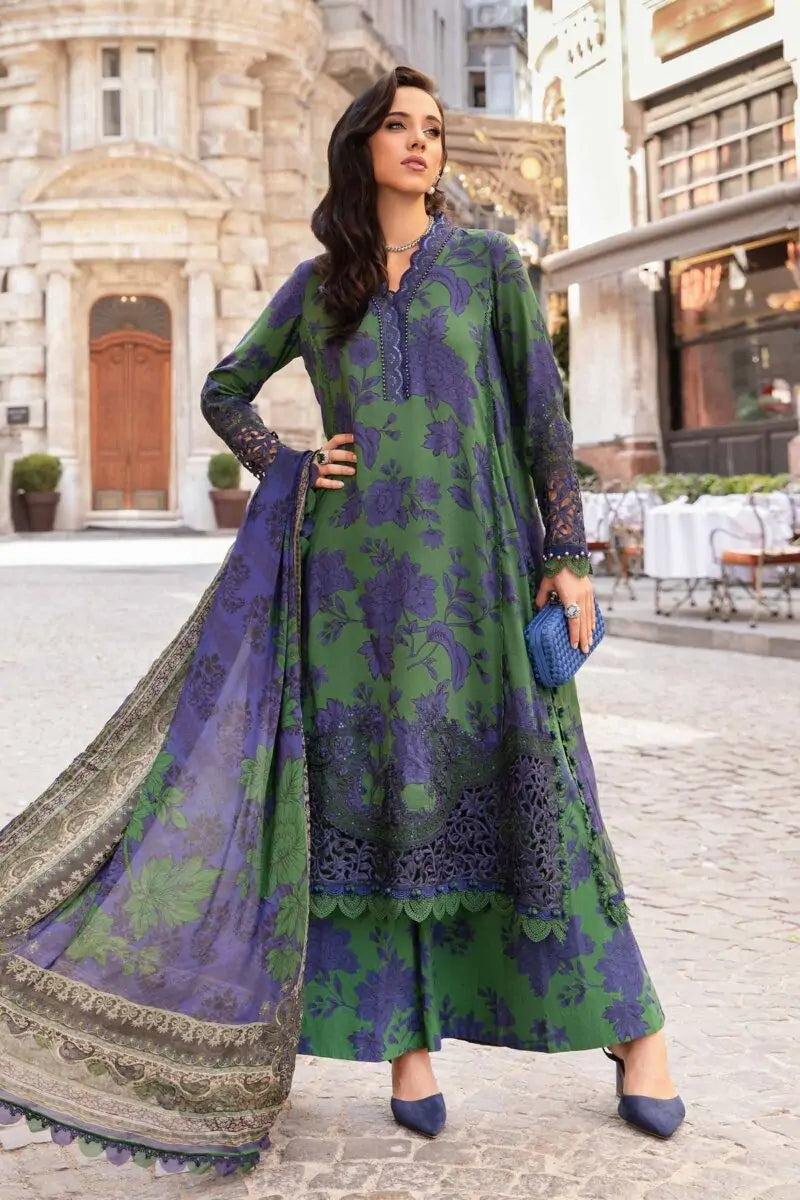 Emerald & Indigo Flora - Embroidered Lawn Suit | Ready To Wear