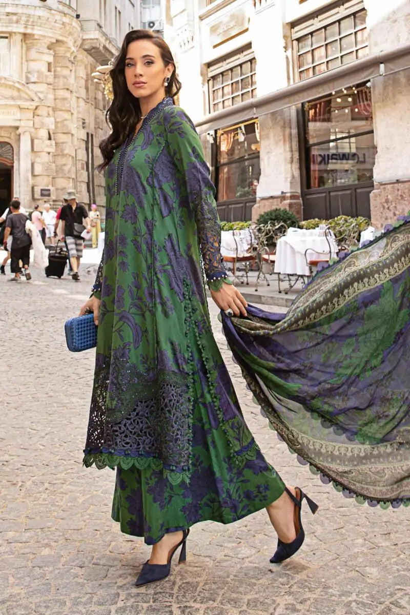 Emerald & Indigo Flora - Embroidered Lawn Suit | Ready To Wear