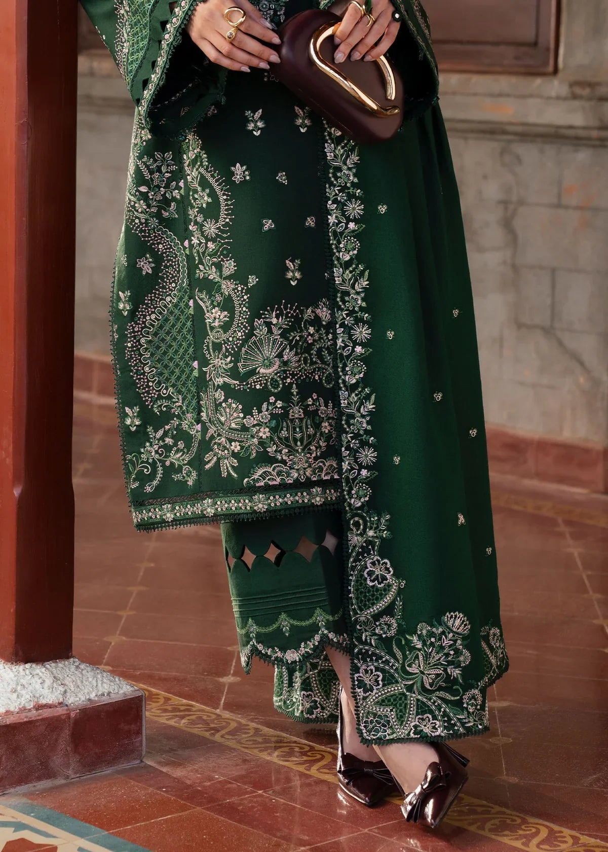 Forest Green - 3 Piece Embroidered Lawn Suit | Ready To Wear