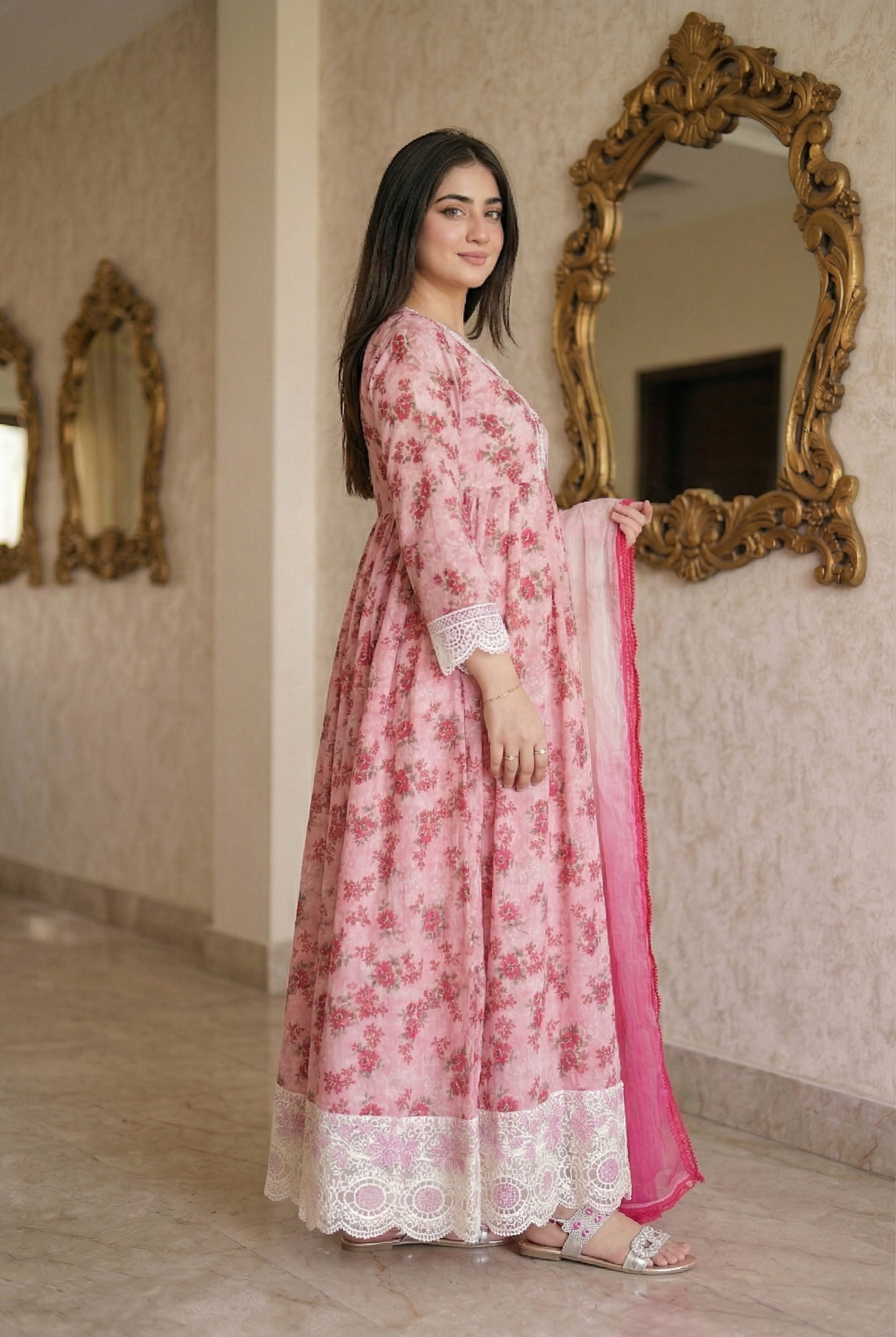 03-Piece Printed Lawn Frock - Ready To Wear