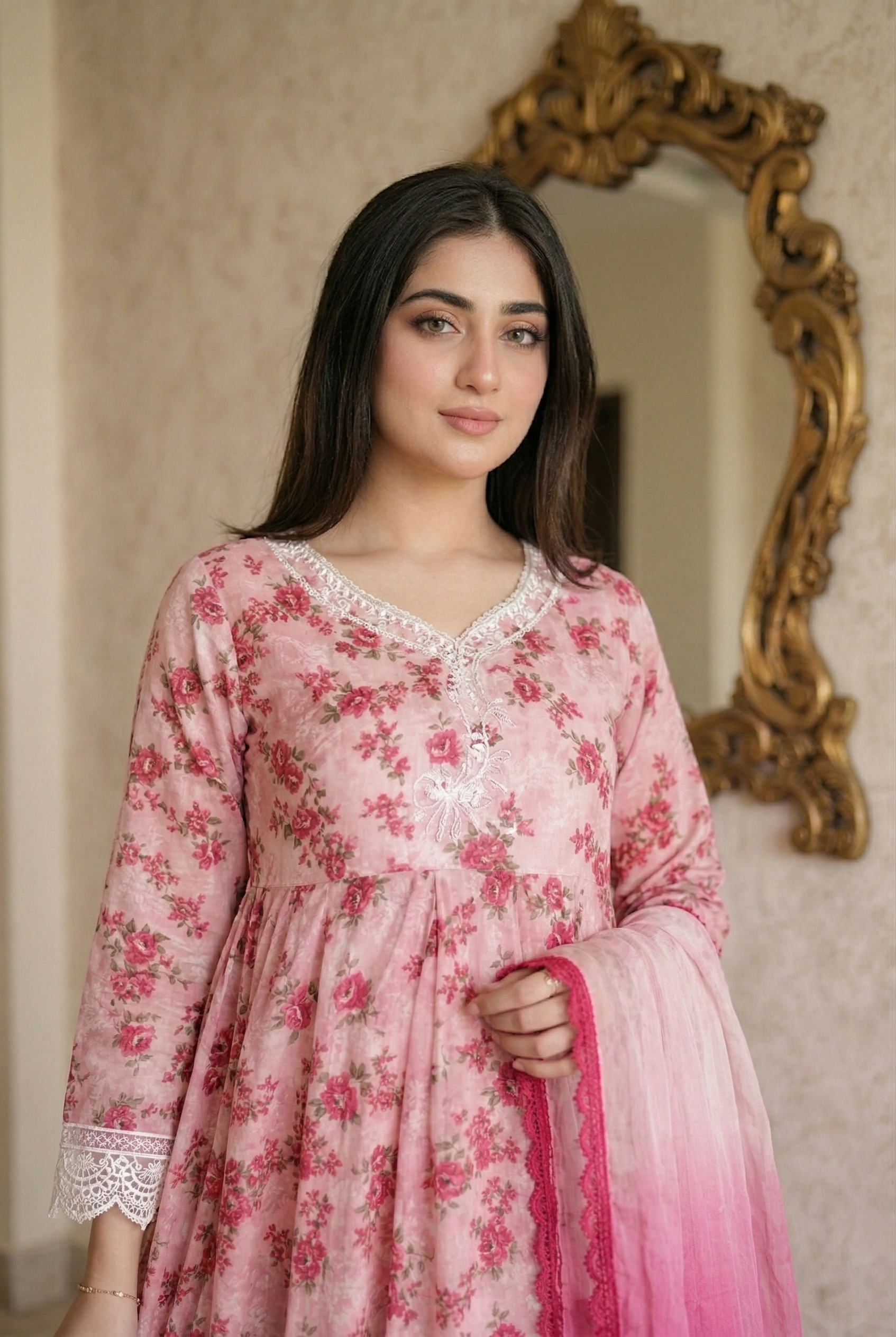 03-Piece Printed Lawn Frock - Ready To Wear
