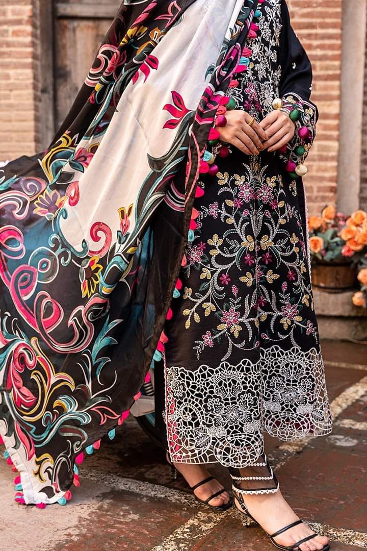 3 Piece Stitched Lawn Dress - Ready To Wear