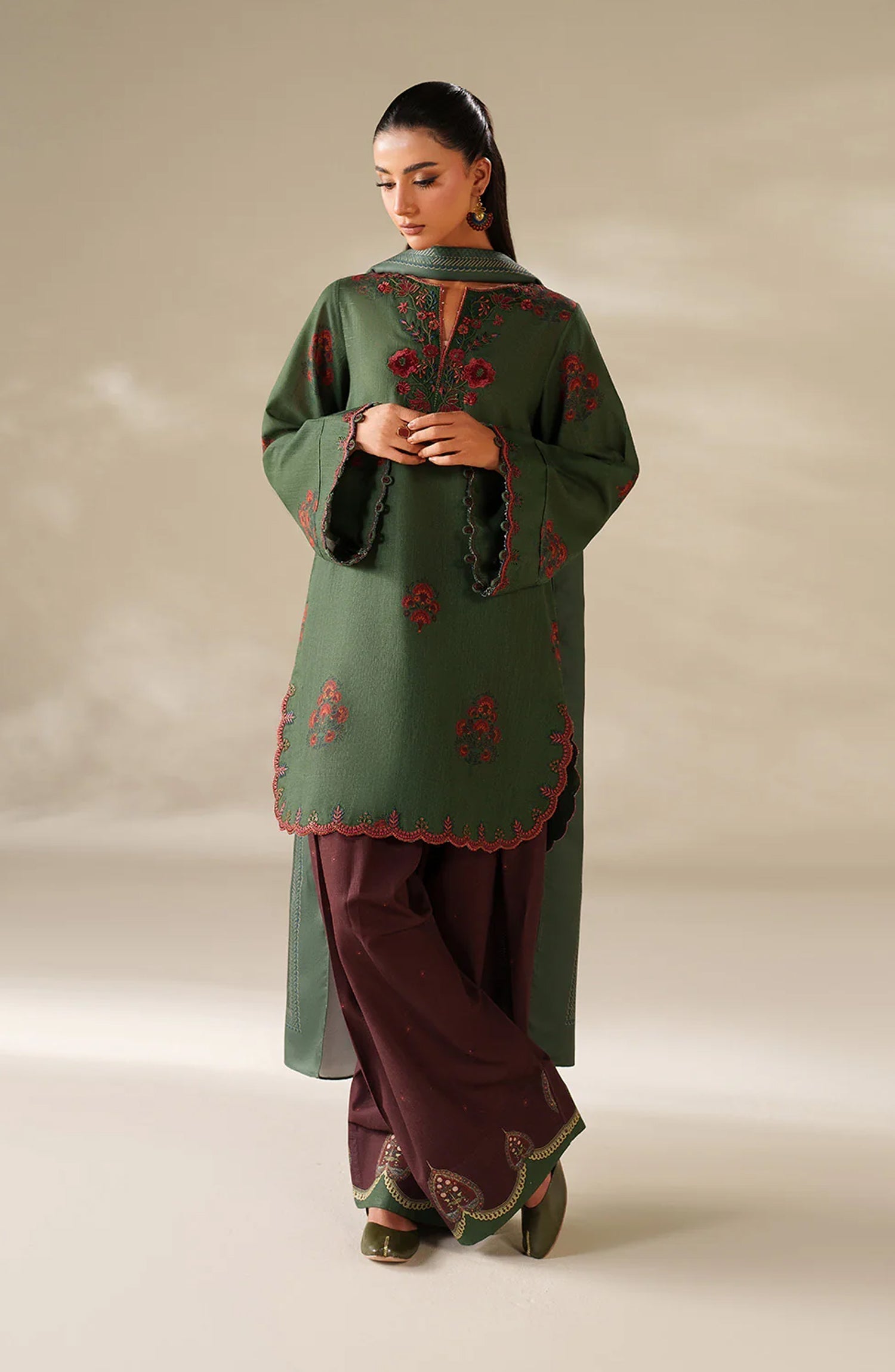 3Piece Heavy Embroidered Lawn Dress Ready To Wear
