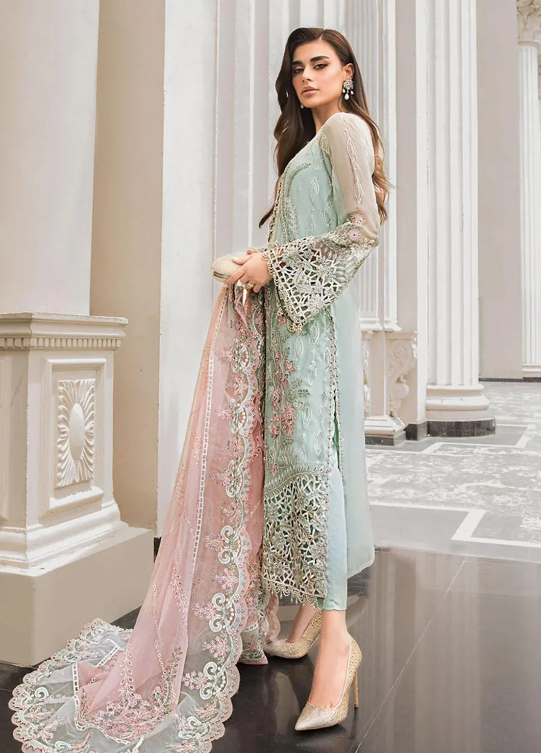 Pearl Mint - 3 Piece Chiffon Suit | Ready To Wear