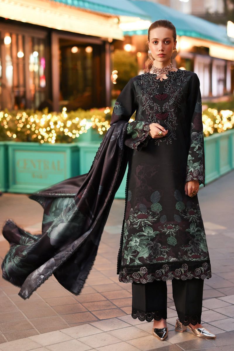 03-Piece Embroidered Lawn Suit With Digital Printed Dupatta