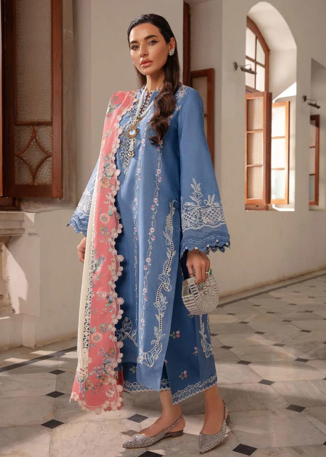 03-Piece Lawn Suit With Embroidery - Ready To Wear