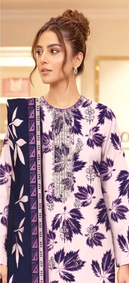 03-Piece Printed Lawn Suit - Ready To Wear