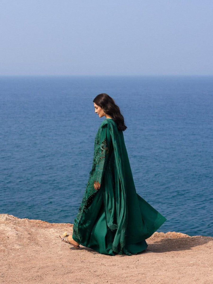 Emerald Green Chikankari Lawn Suit | Ready-to-Wear 3-Piece Set