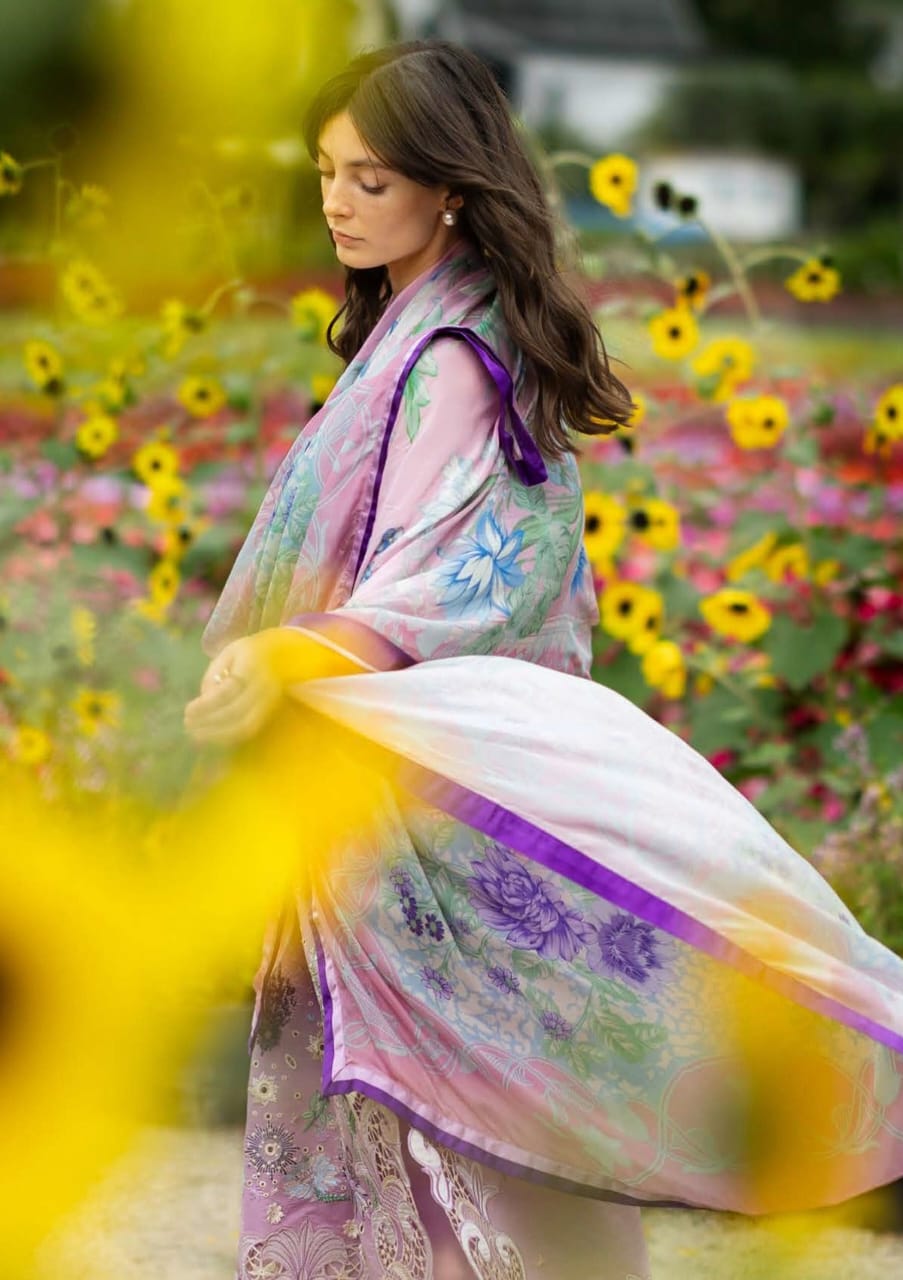 Lilac Cutwork Elegance - 3 Piece Embroidered Lawn Suit | Ready To Wear
