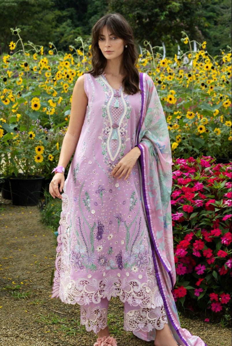 Lilac Cutwork Elegance - 3 Piece Embroidered Lawn Suit | Ready To Wear