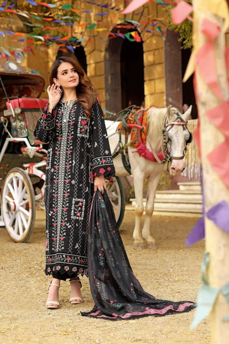 Deep Charcoal - 3 Piece Embroidered Lawn Suit | Ready To Wear