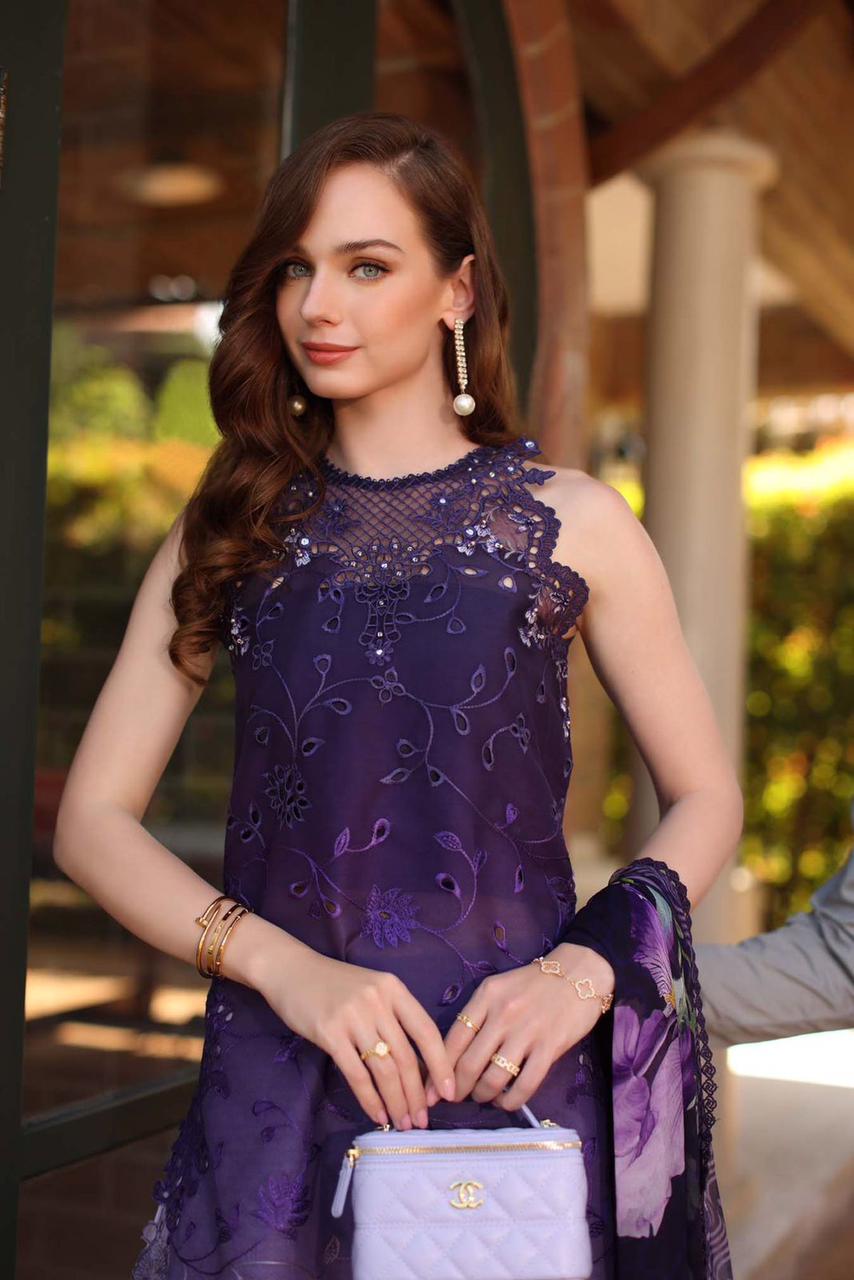 Violet Dusk - 3 Piece Printed Lawn Suit | Ready To Wear
