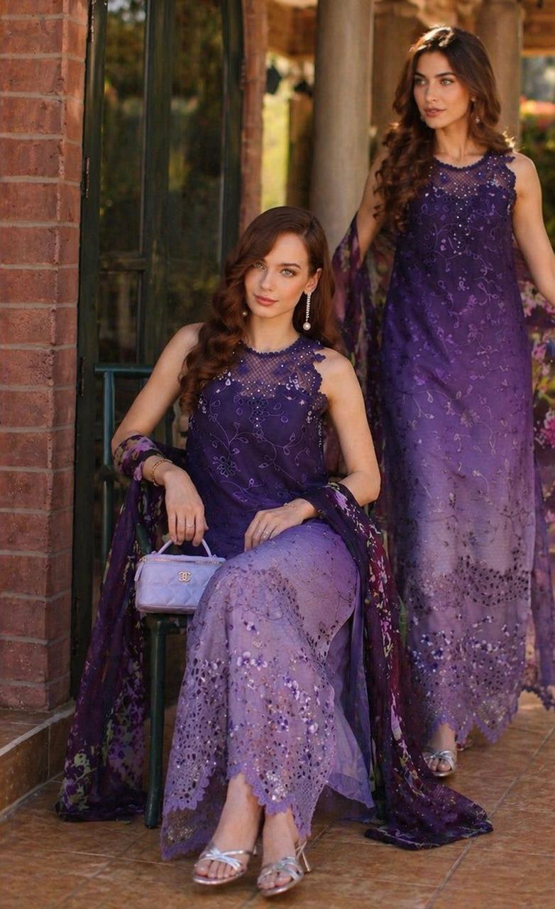 Violet Dusk - 3 Piece Printed Lawn Suit | Ready To Wear