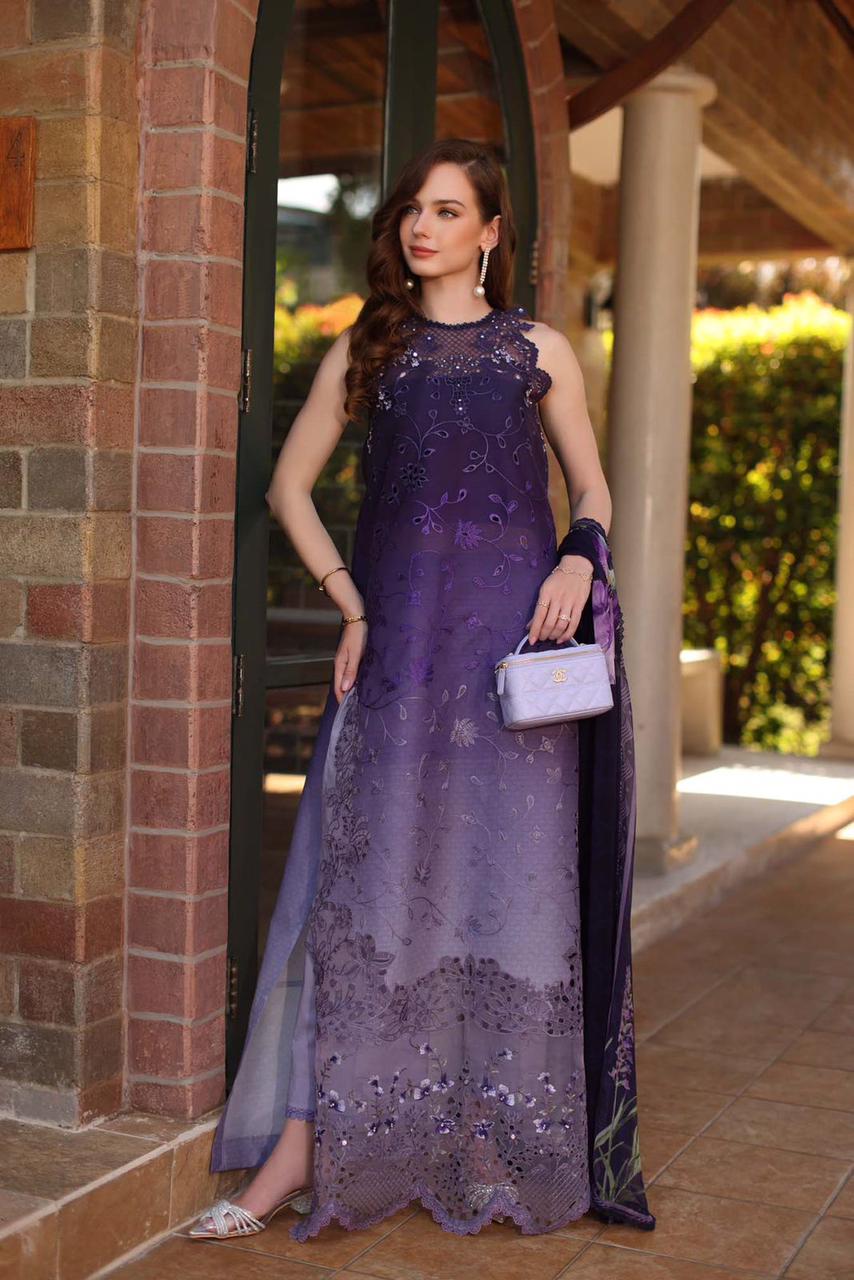 Violet Dusk - 3 Piece Printed Lawn Suit | Ready To Wear