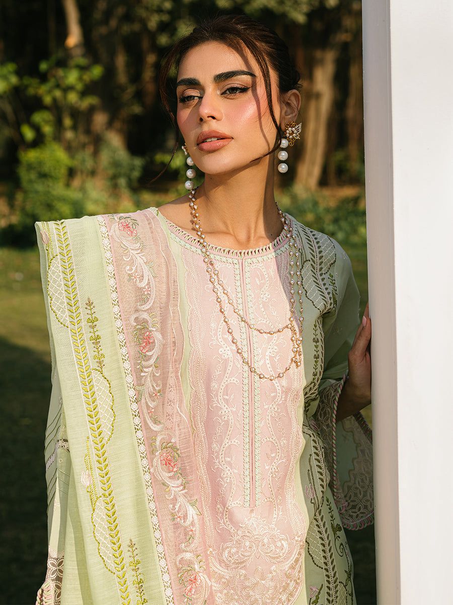 Pistachio Blush - Embroidered Cotton Suit | Ready To Wear