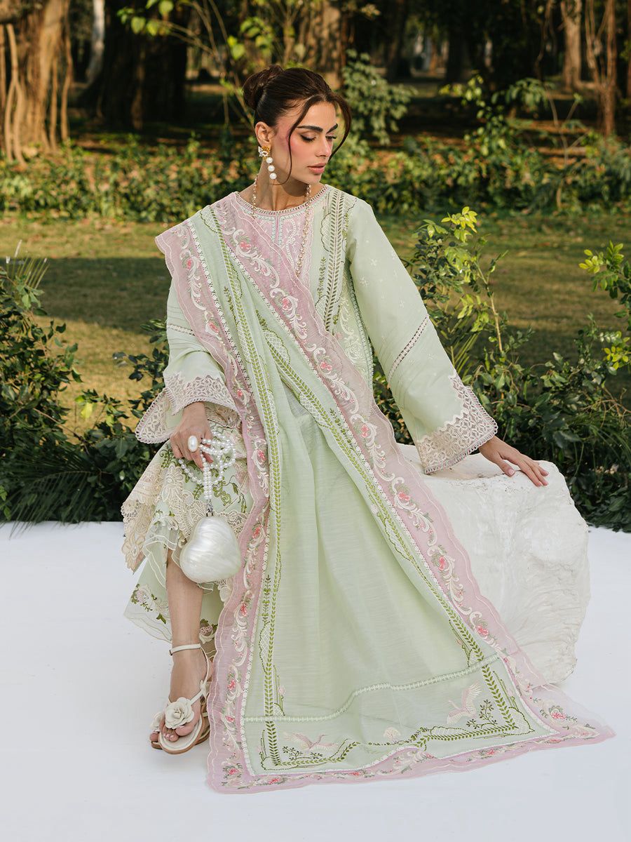 Pistachio Blush - Embroidered Cotton Suit | Ready To Wear