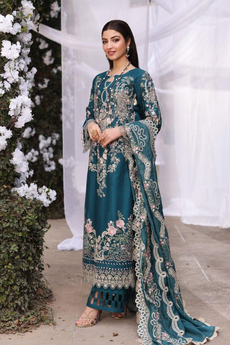 Peacock Teal - Embroidered Lawn Suit | REady To Wear