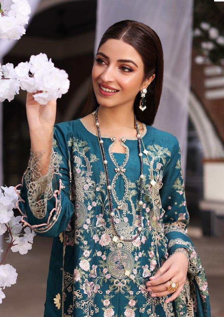 Peacock Teal - Embroidered Lawn Suit | REady To Wear