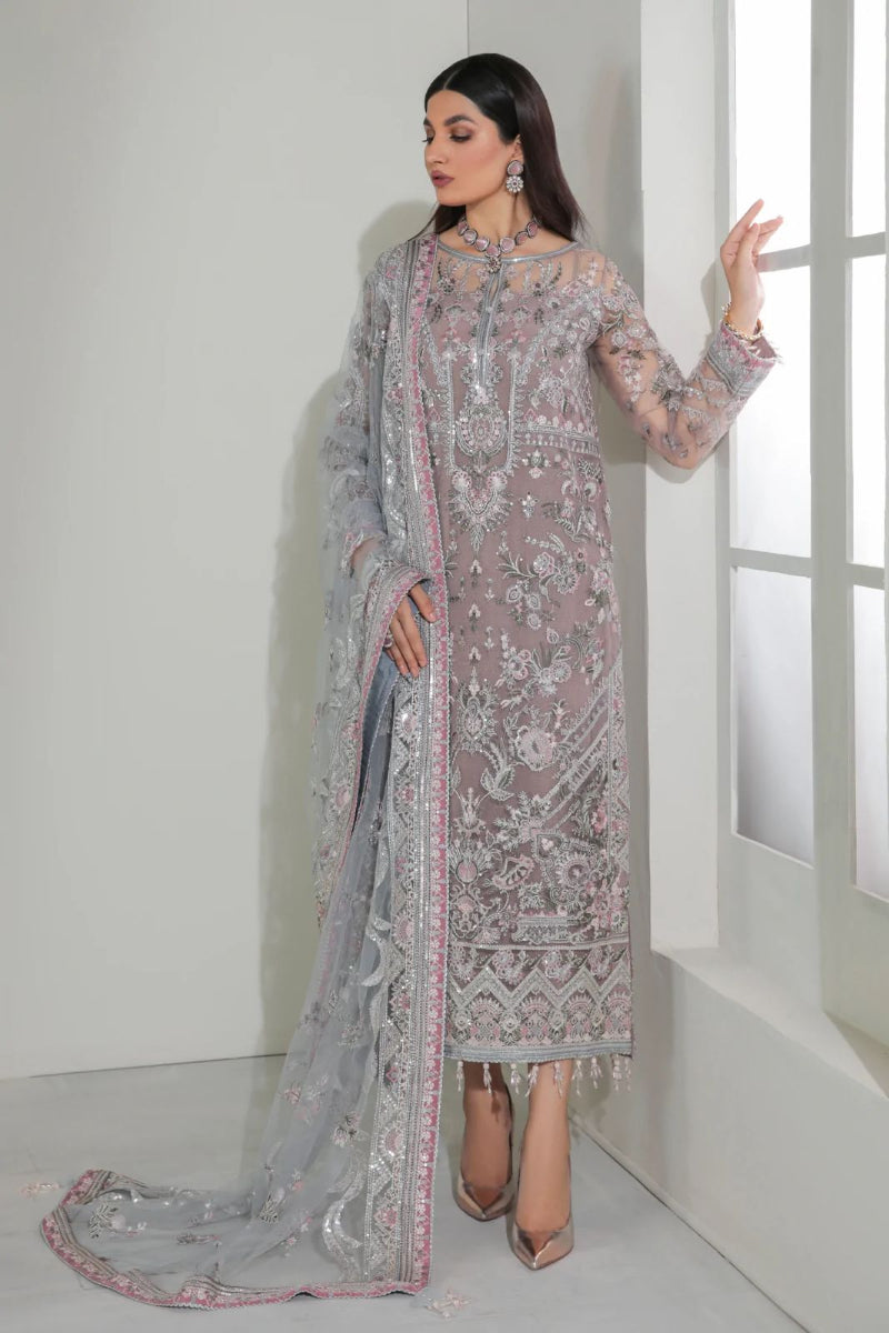 Icy Mauve - Chiffon Suit With Organza Dupatta | Ready To Wear