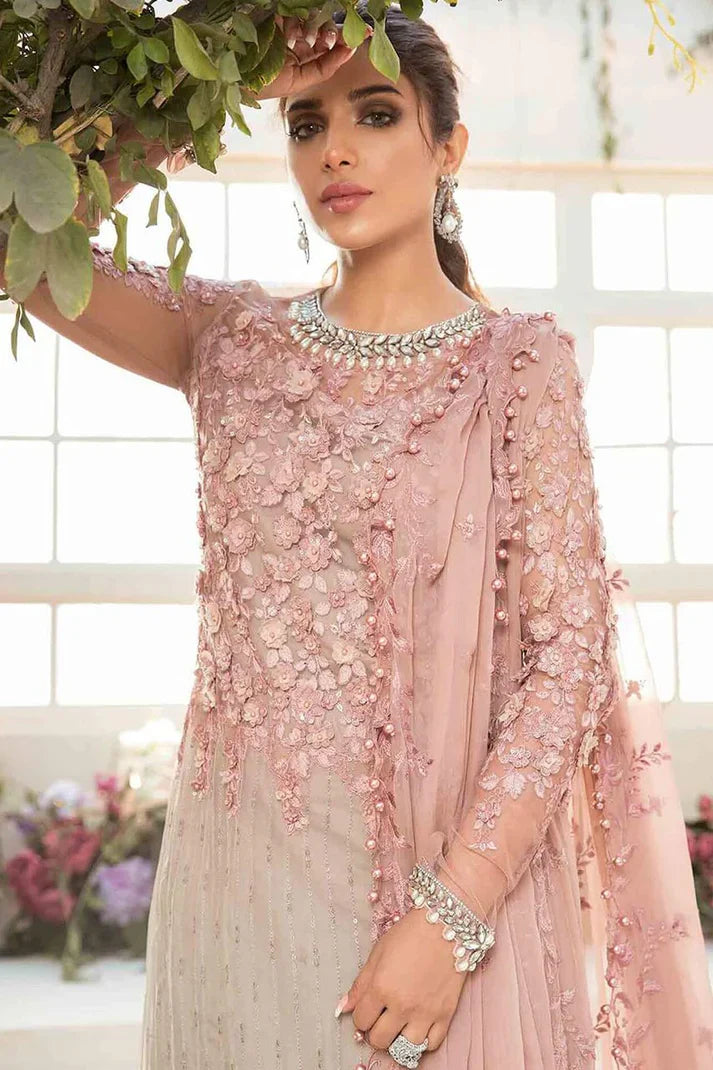 03-Piece Net Suit With Embroidery - Ready To Wear