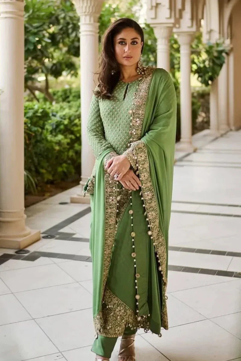 03-Piece Chiffon Suit With Embroidery | Ready To Wear