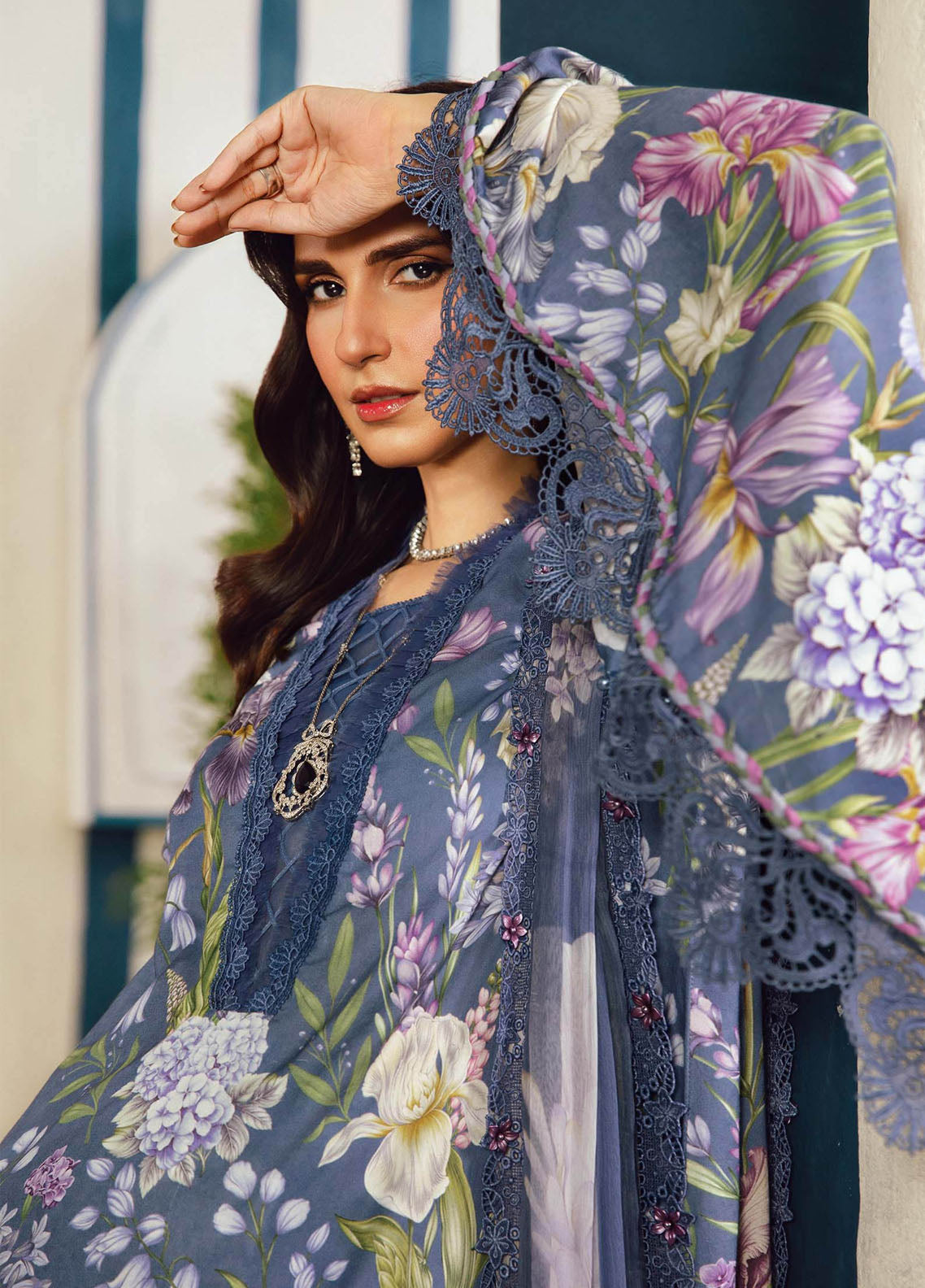 3  Piece Stitched Lawn Suit - Ready  to Wear