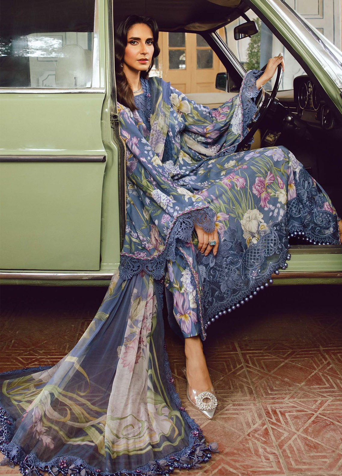 3  Piece Stitched Lawn Suit - Ready  to Wear
