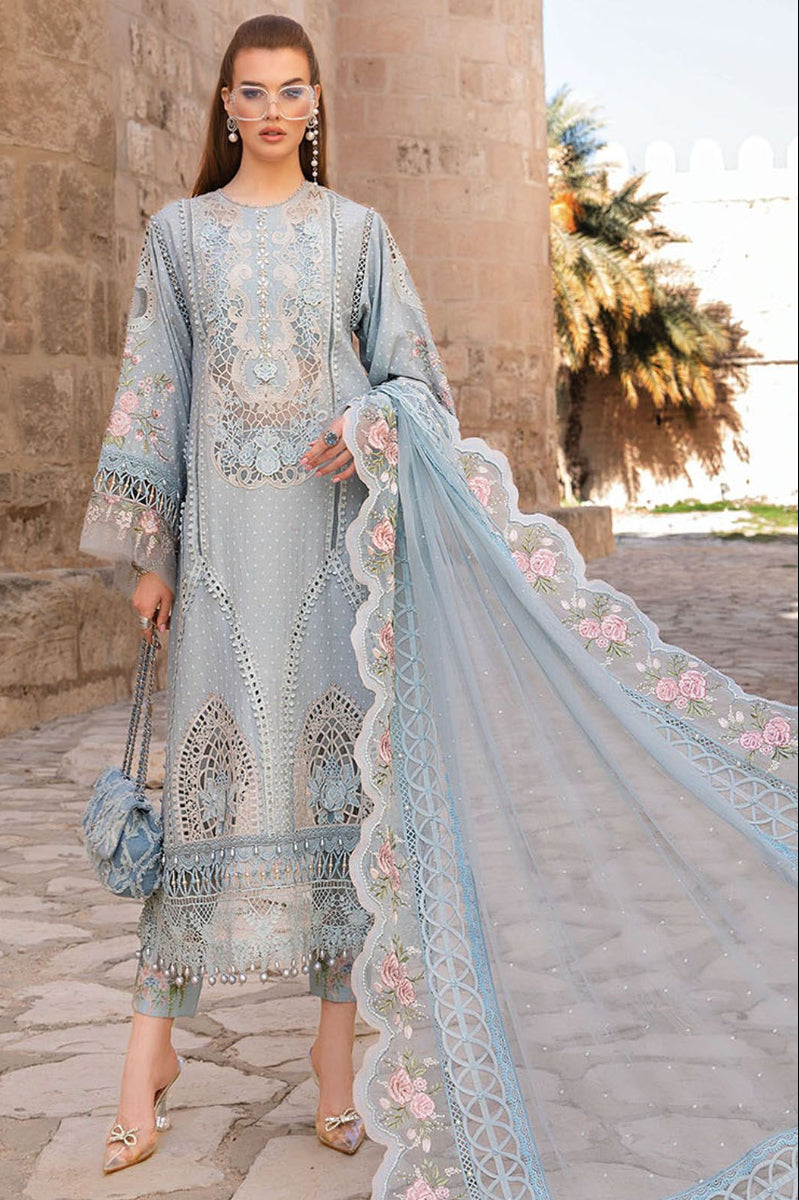 Powder Blue - 3 Piece Chikankari Suit | Ready To Wear