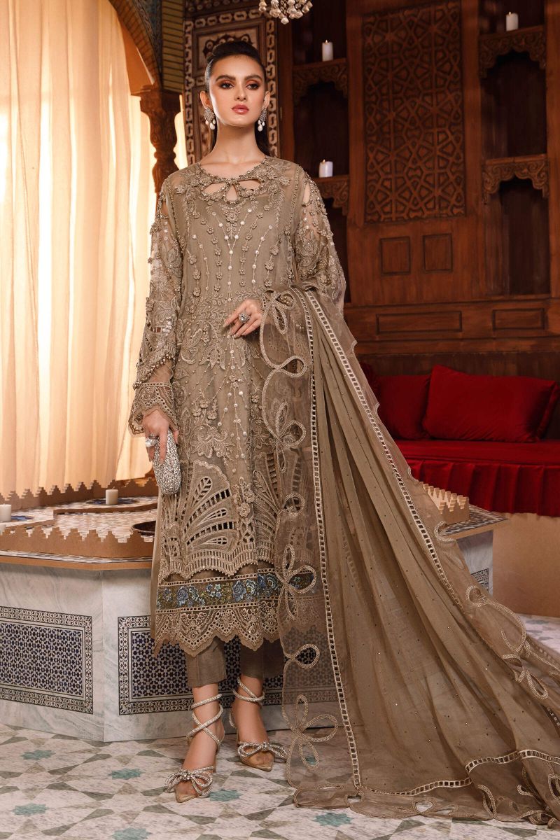 04-Piece Organza Suit With Hand Embellished Embroidery - Ready To Wear